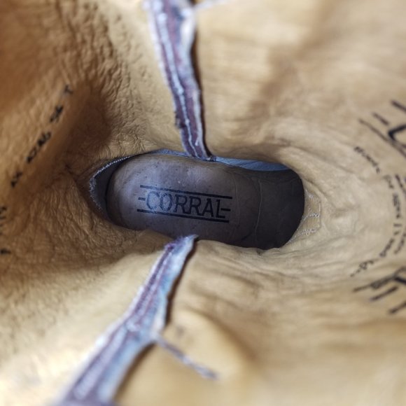 Teens Corral Brown Leather Embroidered Snip Toe Western Cowgirl Boots Size 4.5 T - Picture 8 of 10